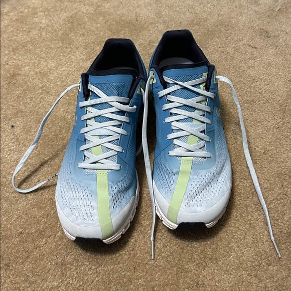 ON Cloudflow Blue and Green Sneakers, 9 - Picture 2 of 10